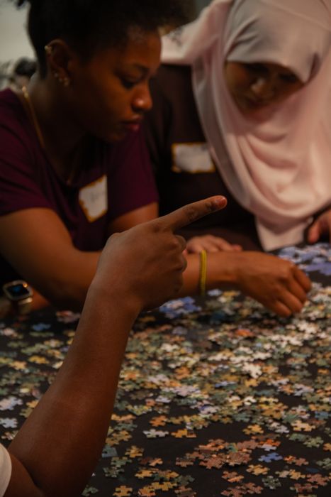 Working together on a puzzle